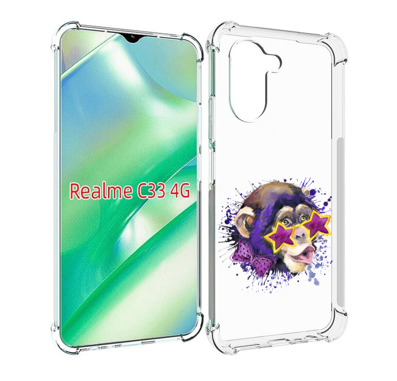 

Чехол MyPads обезьяна в очках для Realme C33 4G, Прозрачный, Tocco