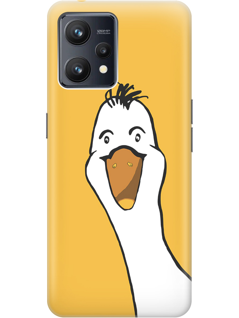 

Силиконовый чехол на Realme 9 с рисунком "Забавный гусь", Белый;желтый, 20000164
