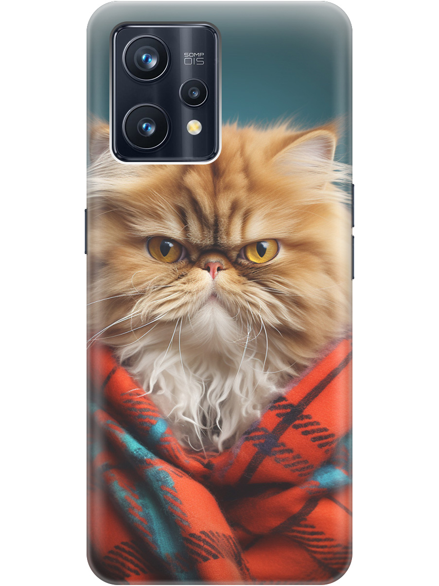 

Силиконовый чехол на Realme 9 Pro+ с рисунком "Недовольный котик", Красный;синий, 20000480