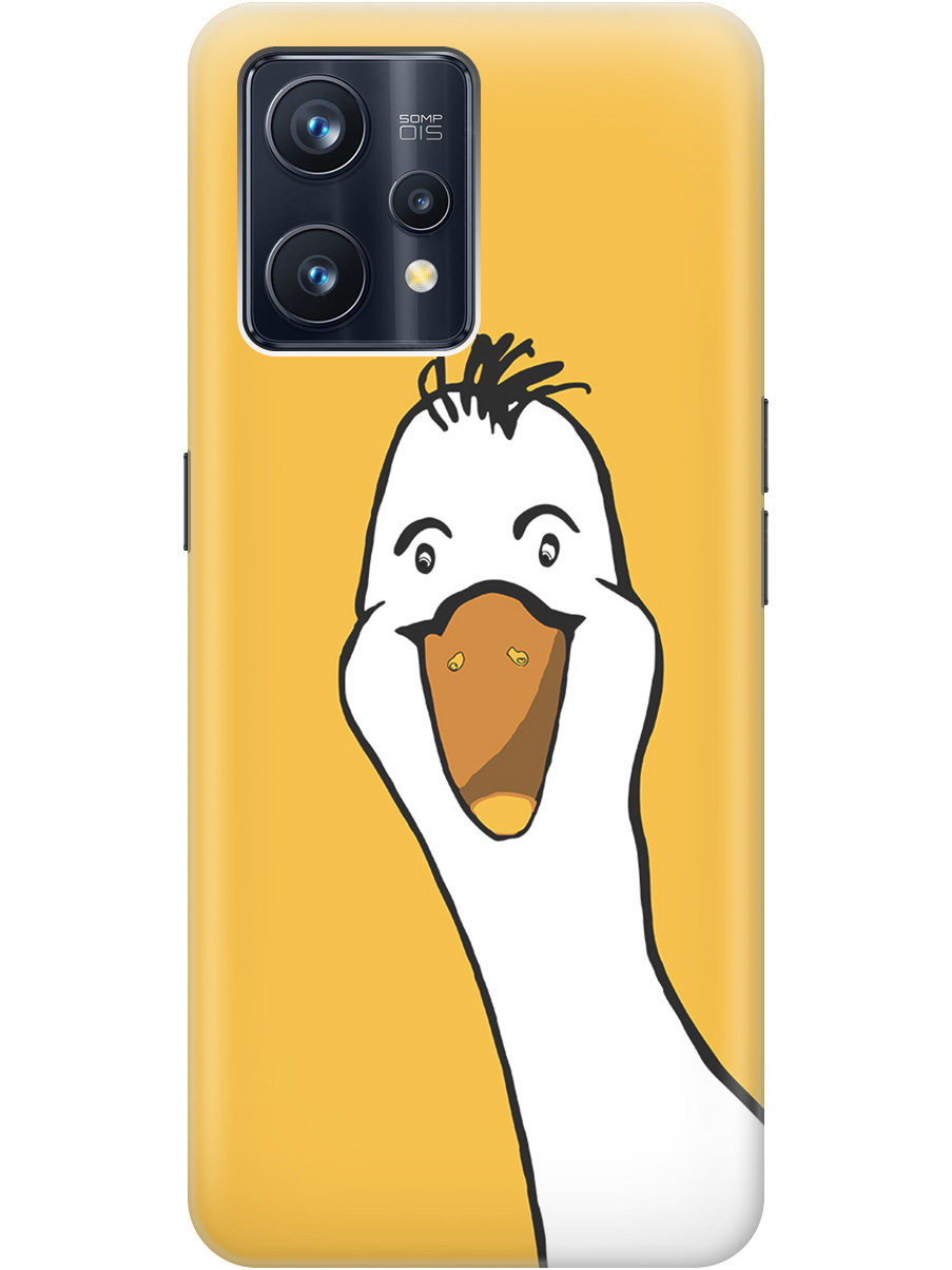 

Силиконовый чехол на Realme 9 Pro+ с рисунком "Забавный гусь", Белый;желтый, 20000480