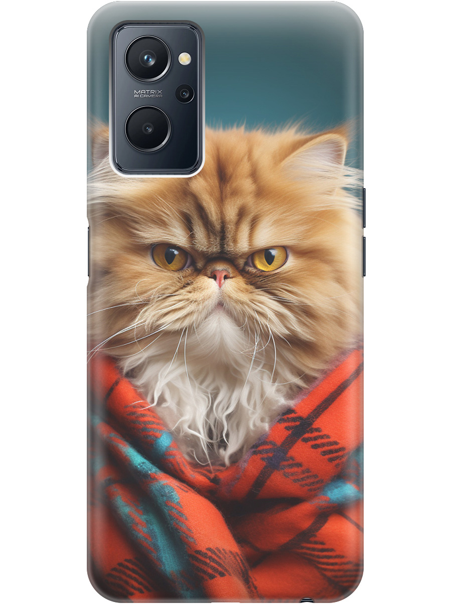 

Силиконовый чехол на Realme 9i с рисунком "Недовольный котик", Красный;синий, 20000813