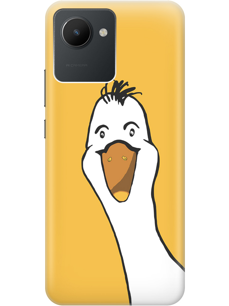

Силиконовый чехол на realme C30 с рисунком "Забавный гусь", Белый;желтый, 20000382