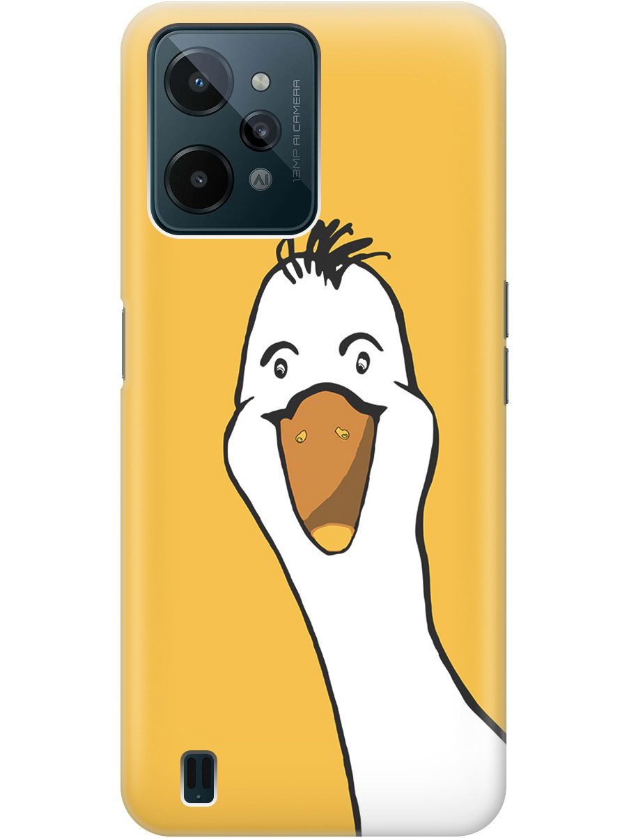 

Силиконовый чехол на realme C31 с рисунком "Забавный гусь", Белый;желтый, 20000578