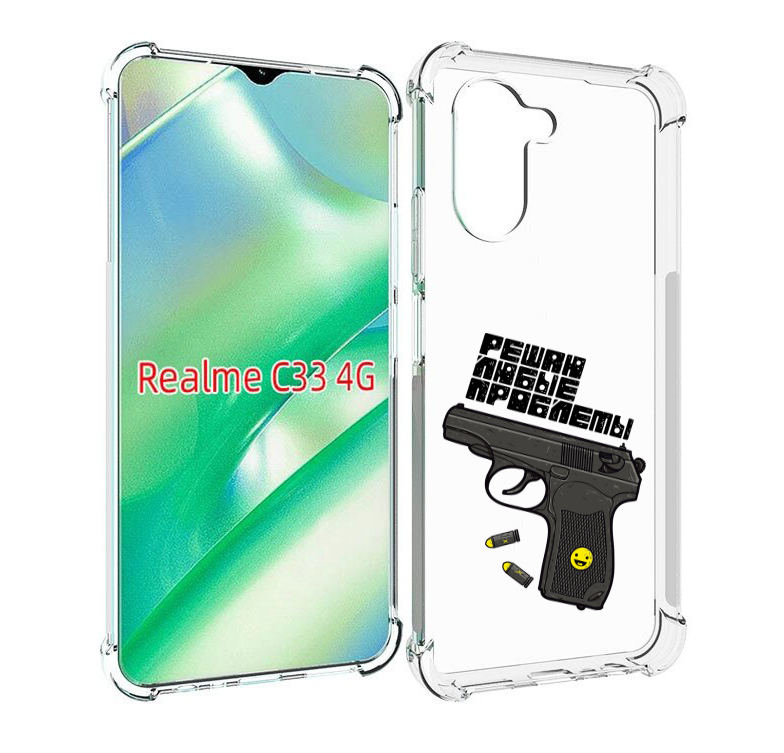 

Чехол MyPads пистолет против проблем для Realme C33 4G, Прозрачный, Tocco