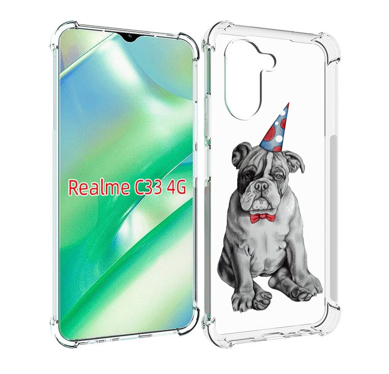 

Чехол MyPads праздничный щенок для Realme C33 4G, Прозрачный, Tocco