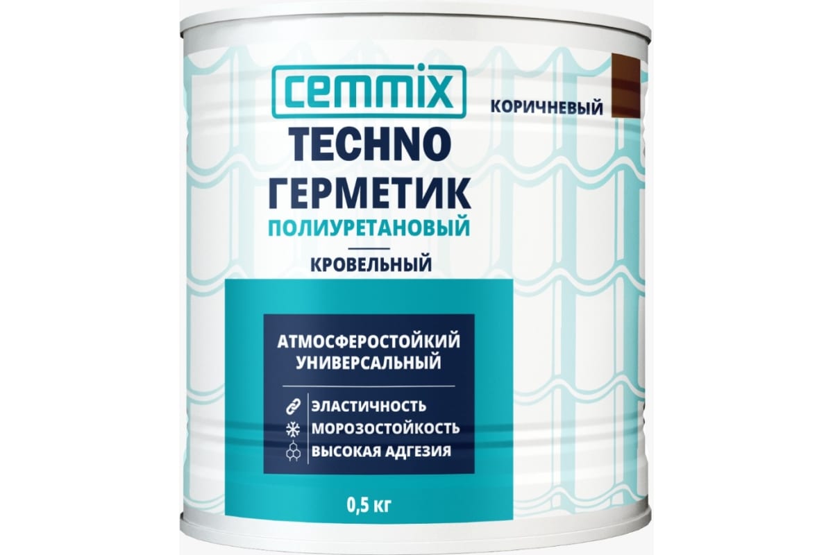 фото Cemmix герметик полиуретановый "кровельный", банка 0,5 кг, цвет коричневый 85498738