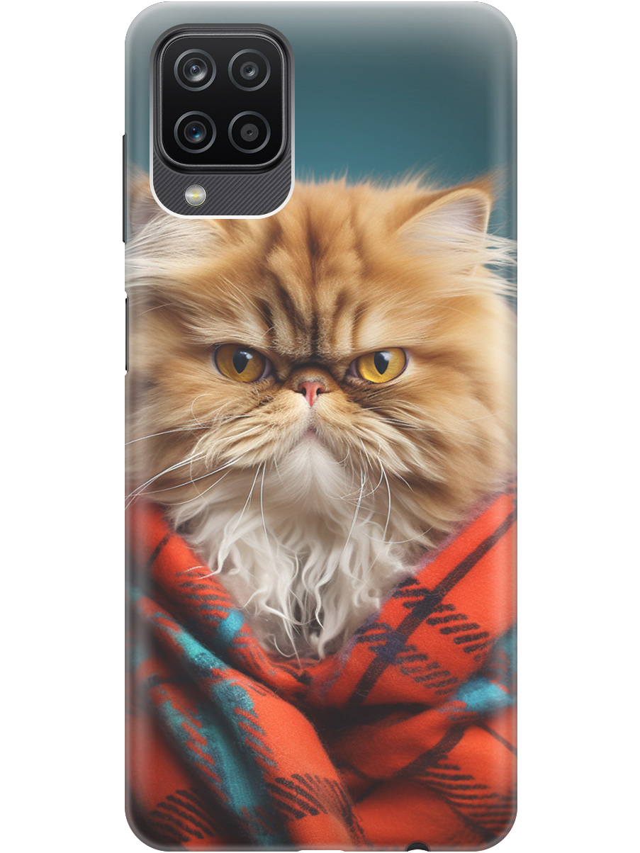 

Силиконовый чехол на Samsung Galaxy A12 / M12 с рисунком "Недовольный котик", Красный;синий, 20001374