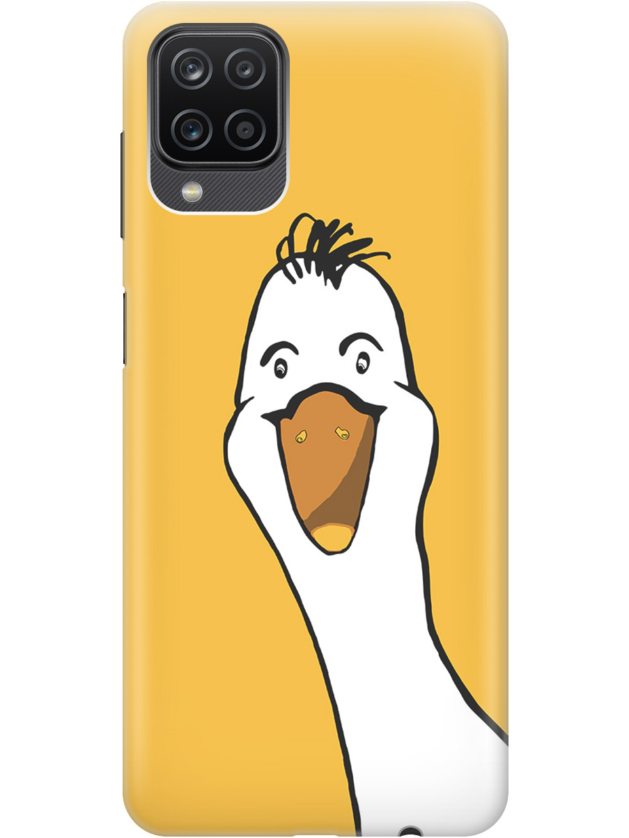

Силиконовый чехол на Samsung Galaxy A12 / M12 с рисунком "Забавный гусь", Белый;желтый, 20001374