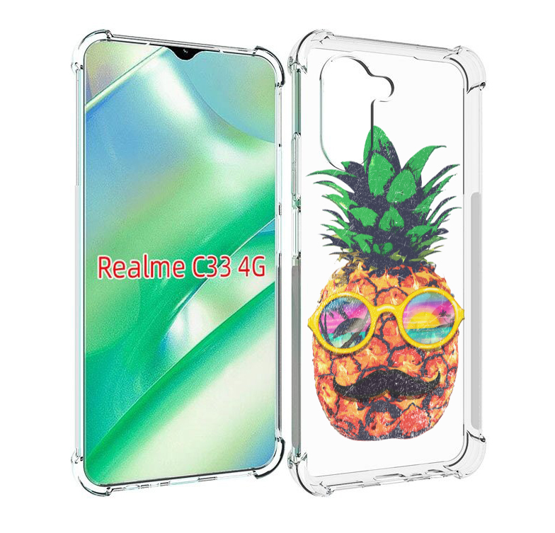 

Чехол MyPads прикольный ананас с лицом для Realme C33 4G, Прозрачный, Tocco