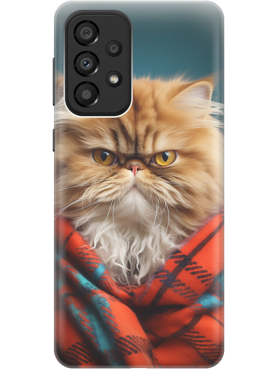 

Силиконовый чехол на Samsung Galaxy A33 5G с рисунком "Недовольный котик", Красный;синий, 20000681