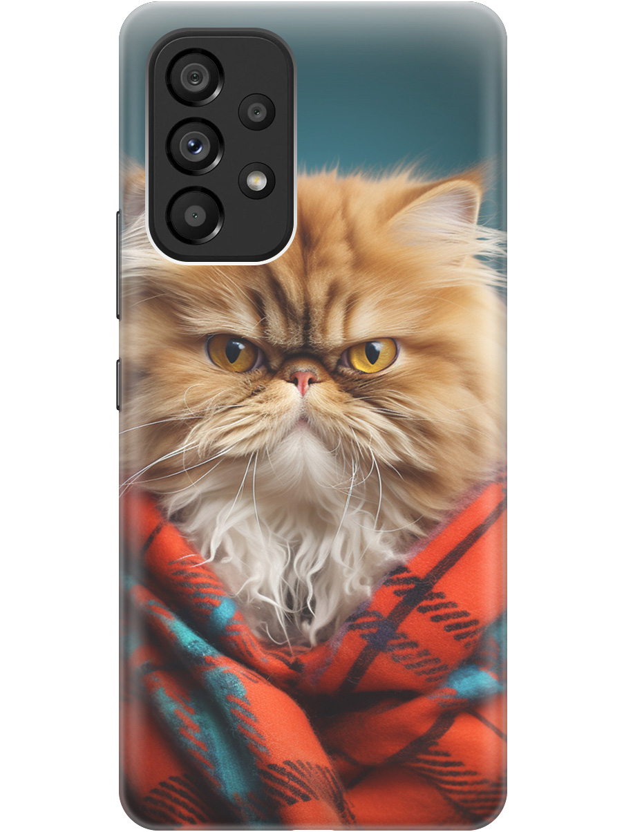 

Силиконовый чехол на Samsung Galaxy A53 5G с рисунком "Недовольный котик", Красный;синий, 20000850