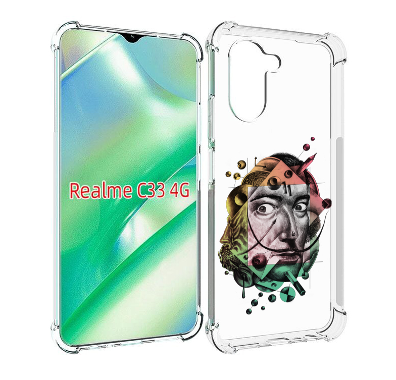

Чехол MyPads разноцветное лицо абстракция для Realme C33 4G, Прозрачный, Tocco