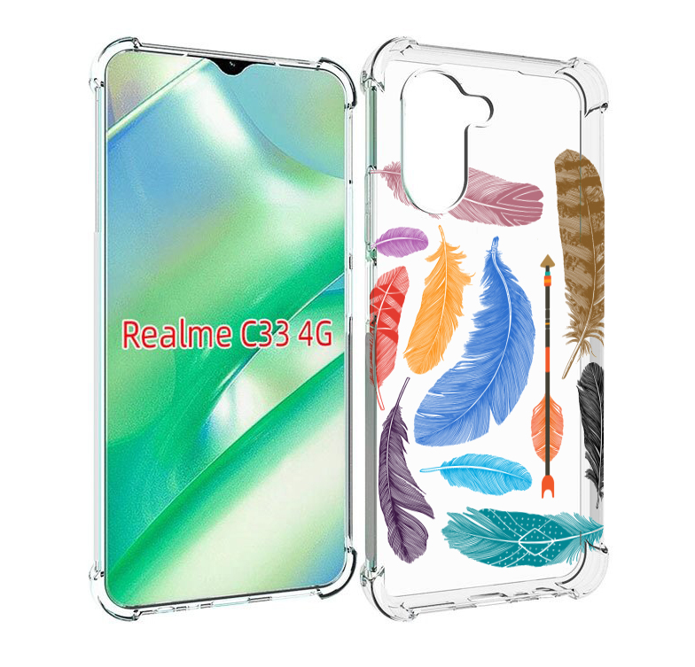 

Чехол MyPads разноцветные перья для Realme C33 4G, Прозрачный, Tocco