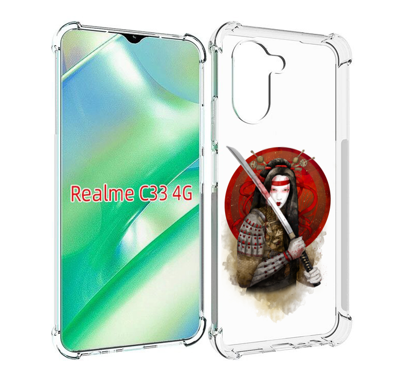 

Чехол MyPads рисованная девушка с катаной для Realme C33 4G, Прозрачный, Tocco