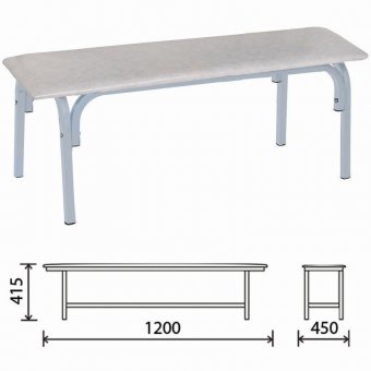 Банкетка без спинки Астрид 1200х450х415 мм светло-серый каркас кожзам белый 8282₽