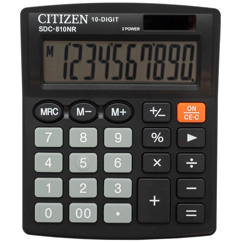 Калькулятор настольный Citizen SDC-810NR, 10 разрядов, черный