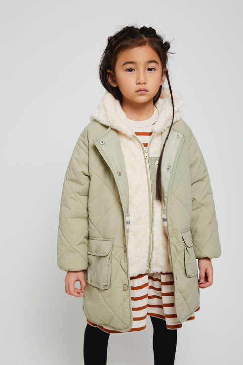 фото Утепленная детская куртка sela 1802041122 зеленый 110