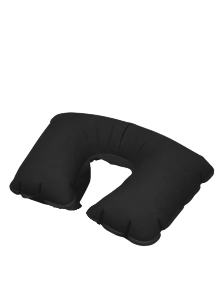 фото Надувная подушка под шею flocked travel pillow 46х28 см, цвет черный nobrand