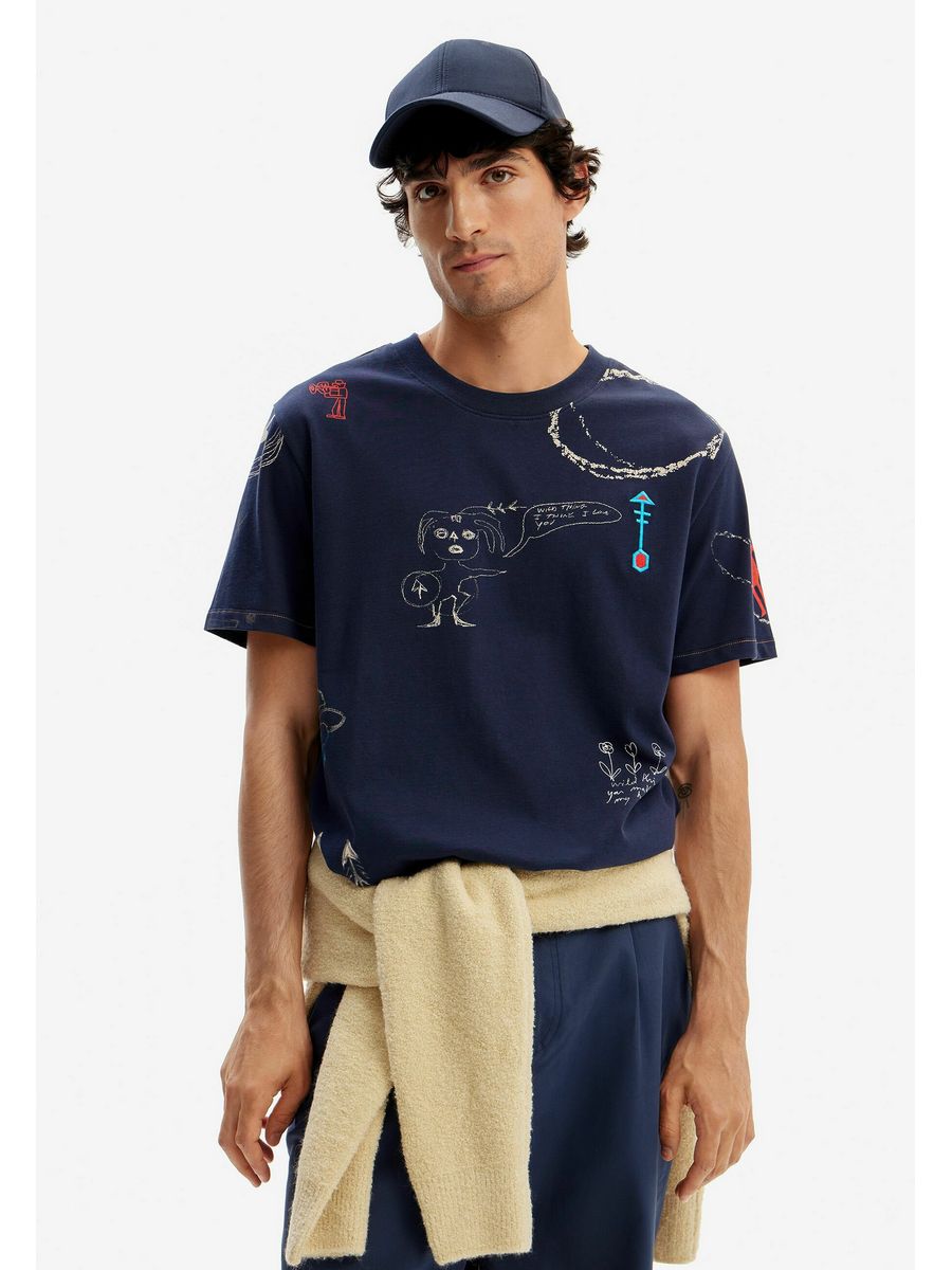 

Футболка мужская Desigual DE122O07R синяя S, Синий, DE122O07R