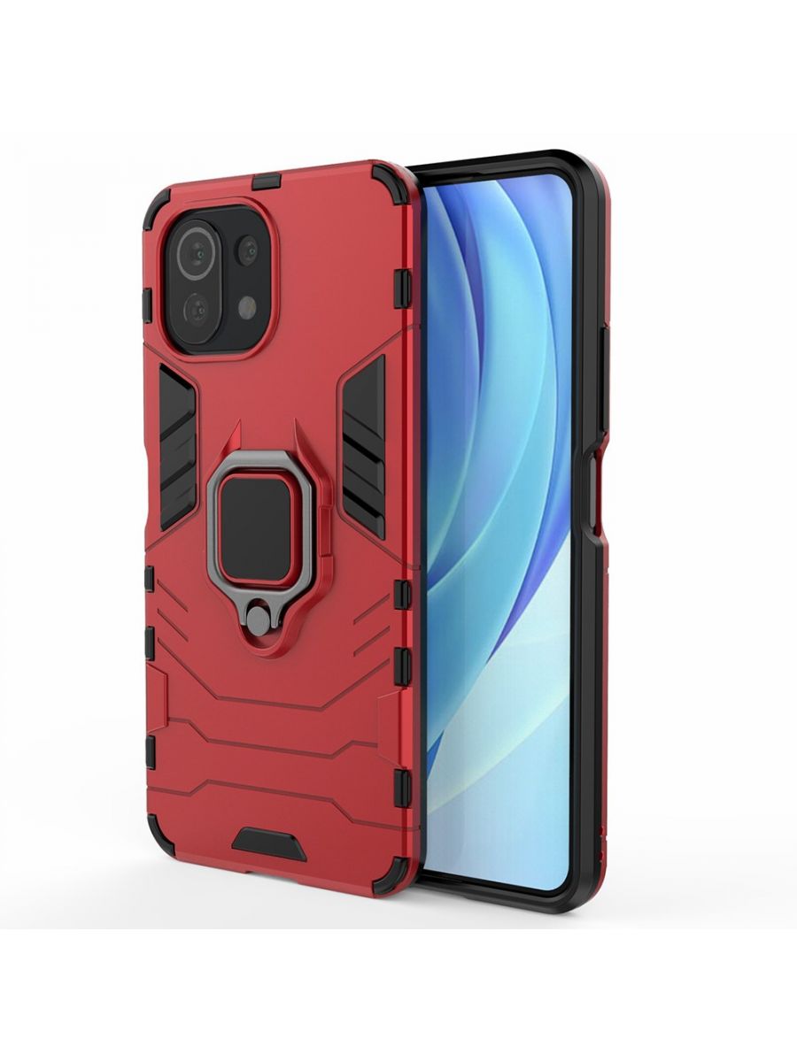 

Brodef Ring Противоударный чехол с кольцом для Xiaomi Mi 11 Lite красный