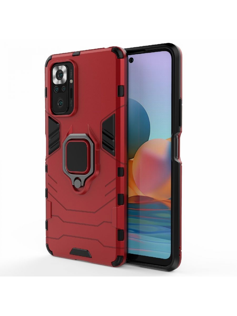

Brodef Ring Противоударный чехол с кольцом для Xiaomi Redmi Note 10 Pro красный