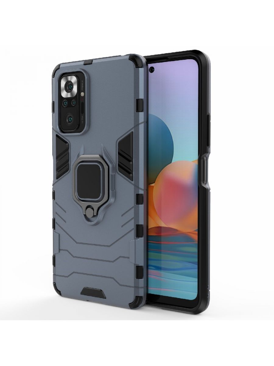 

Brodef Ring Противоударный чехол с кольцом для Xiaomi Redmi Note 10 Pro синий
