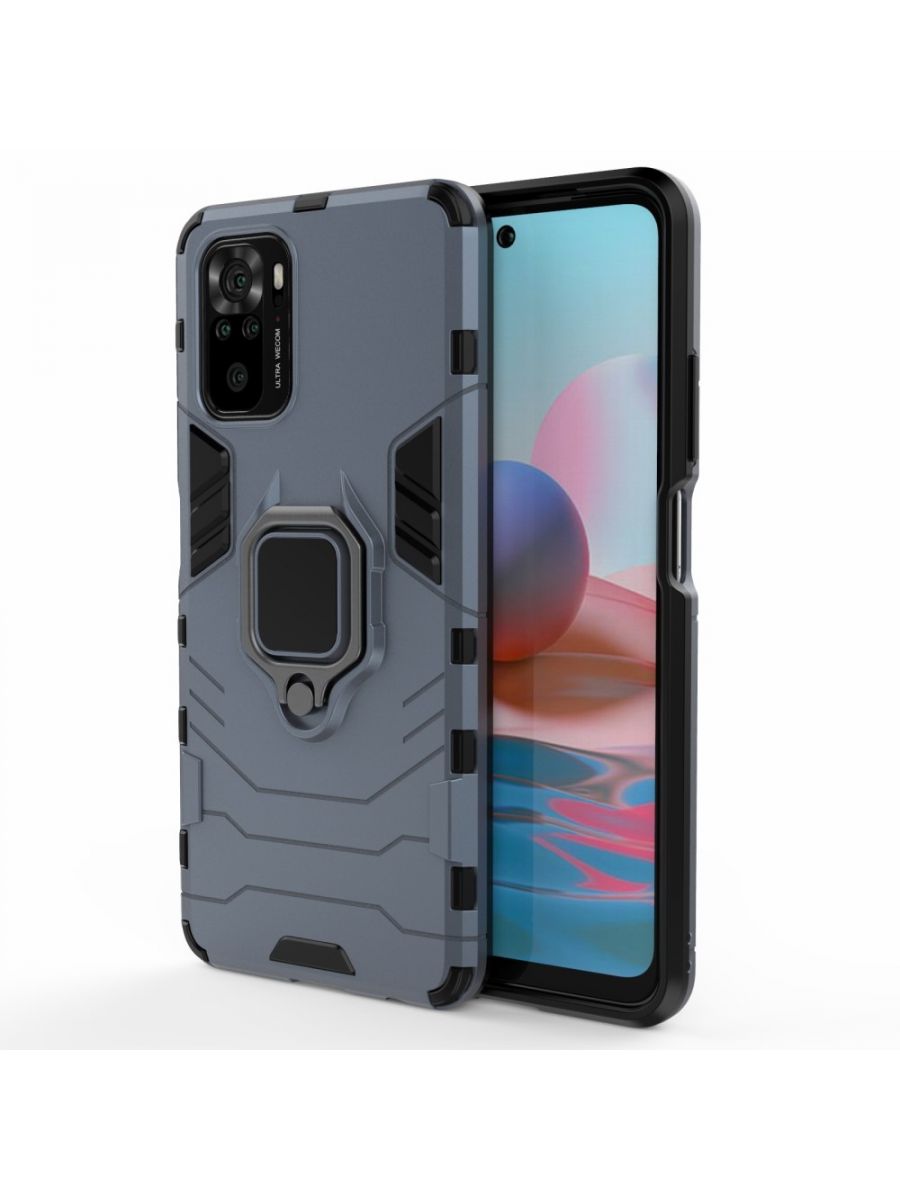 

Brodef Ring Противоударный чехол с кольцом для Xiaomi Redmi Note 10 синий