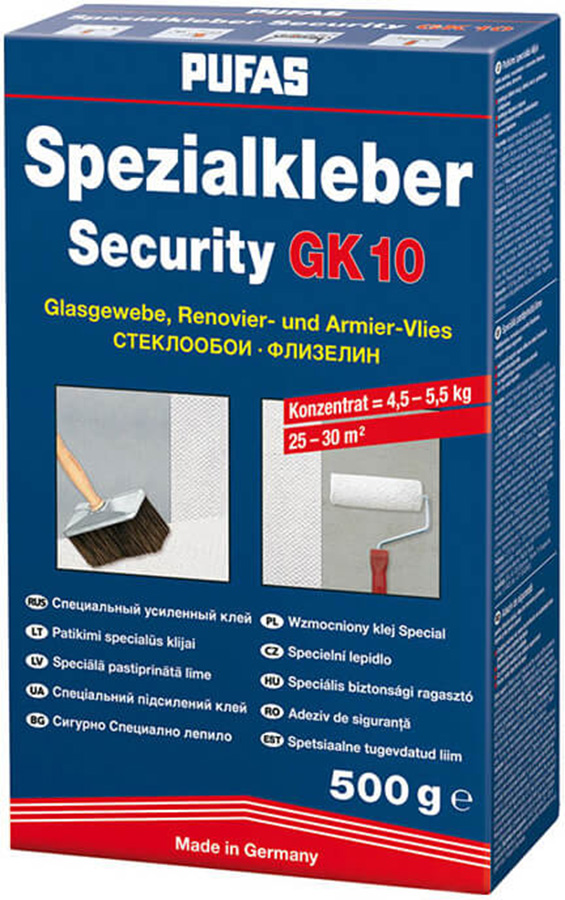 Клей PUFAS N046 Spezialkleber Security GK10 для стеклообоев и флизелина усиленный (500г)