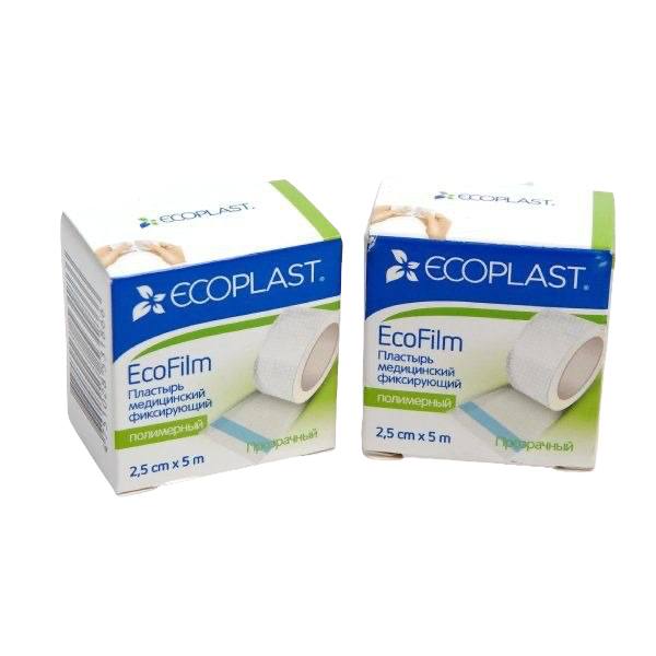 

Пластырь Ecoplast EcoFilm фиксирующий полимерный 2,5 см х 5 м, Белый