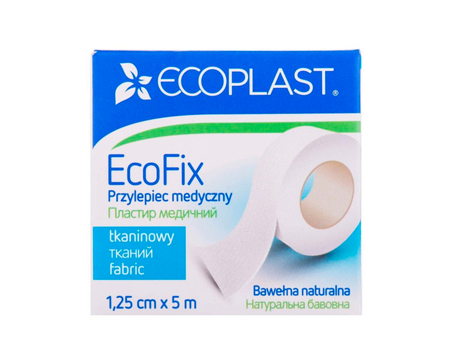 Пластырь Ecoplast EcoSilk фиксирующий текстильный 1,25 см х 5 м