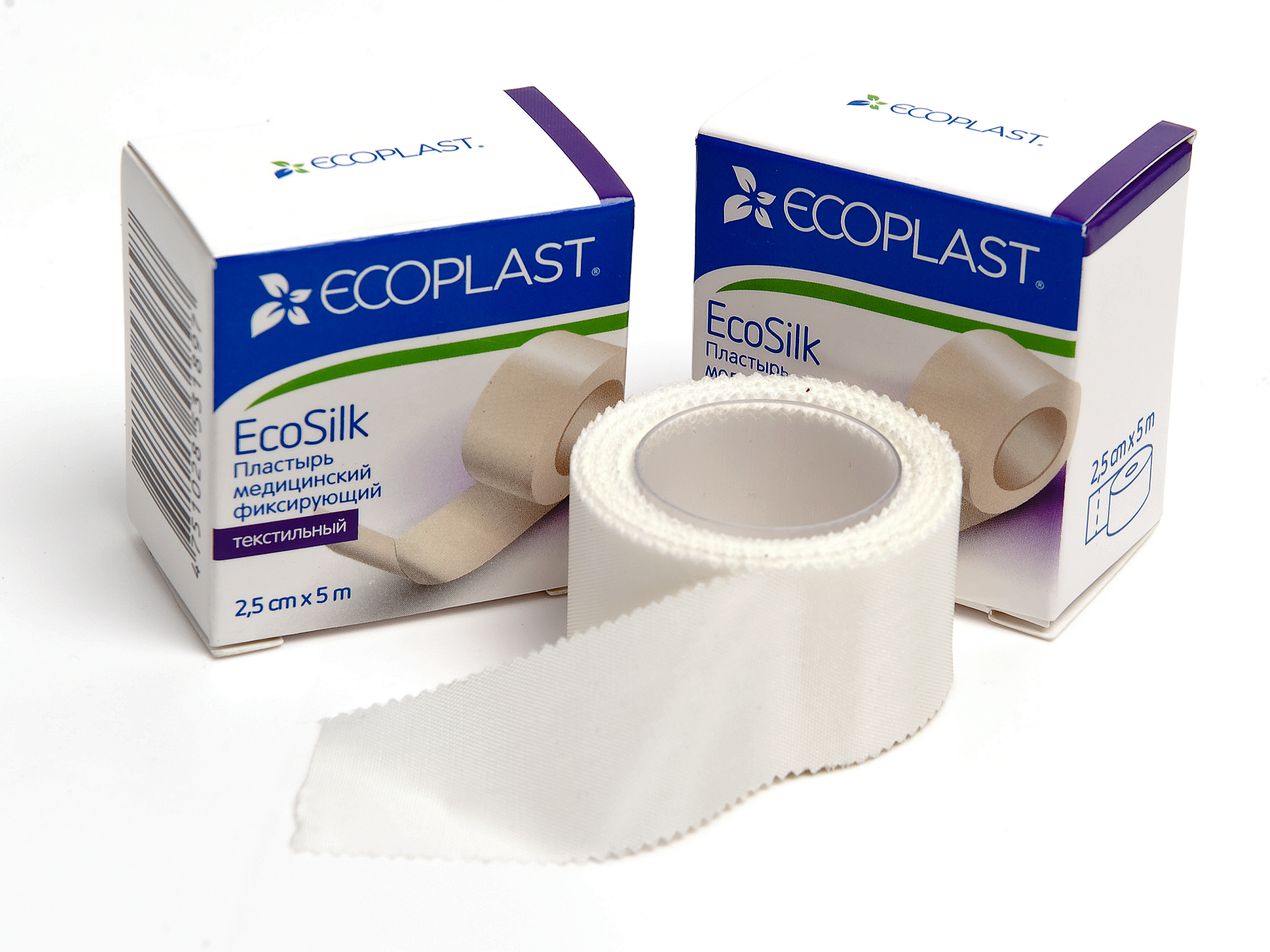 Пластырь Ecoplast EcoSilk фиксирующий текстильный 2,5 см х 5 м