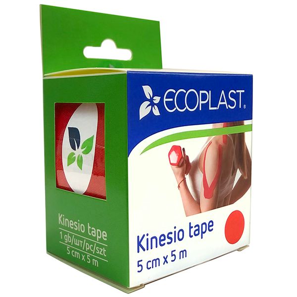 фото Ecoplast кинезио тейп 5см х 5м красный, 1 шт лсэз нордепласт