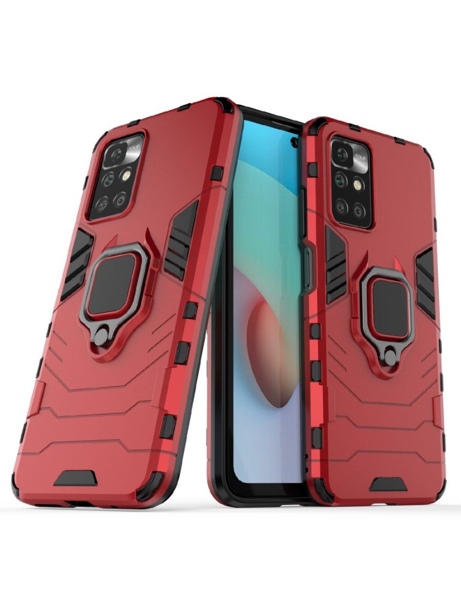 

Brodef Ring Противоударный чехол с кольцом для Xiaomi Redmi 10 красный