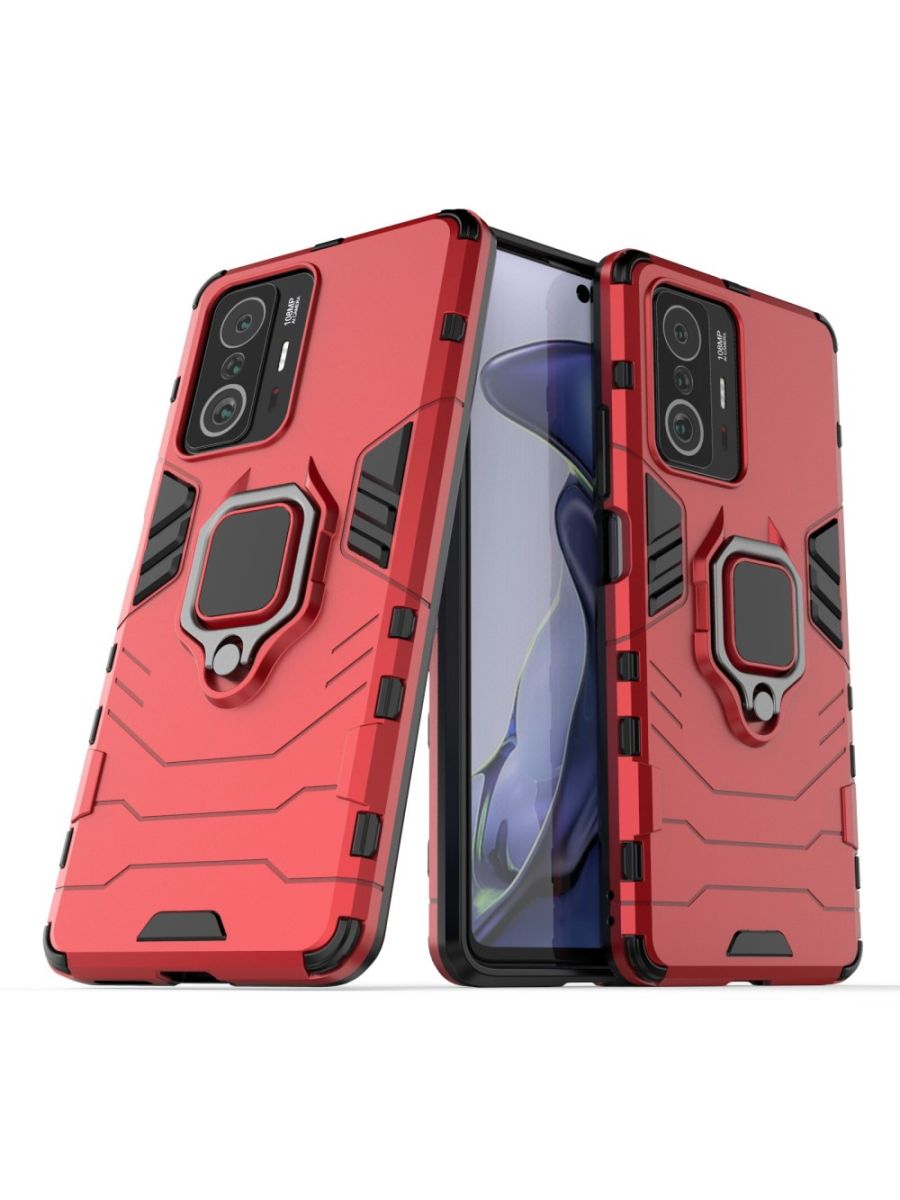 

Brodef Ring Противоударный чехол с кольцом для Xiaomi 11T/11T Pro красный