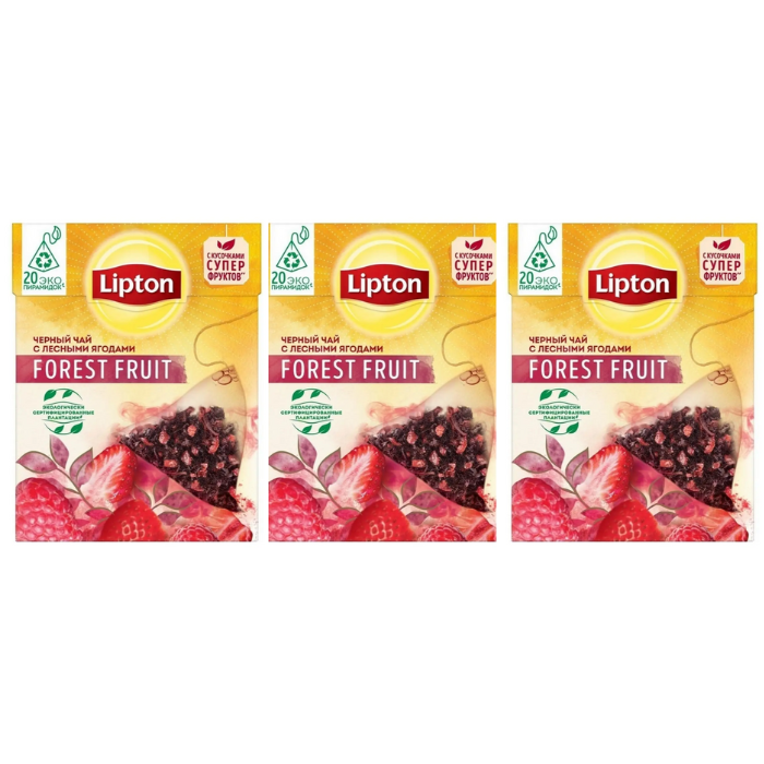 

Чай черный Lipton Лесные ягоды 3 упаковки по 20 пирамидок