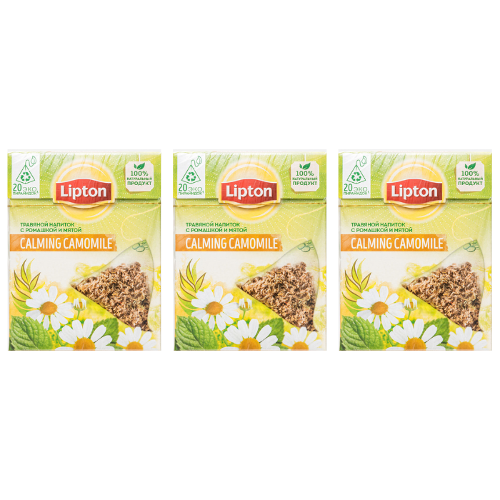 Чай травяной Lipton Ромашка и Мята 3 упаковки по 20 пирамидок