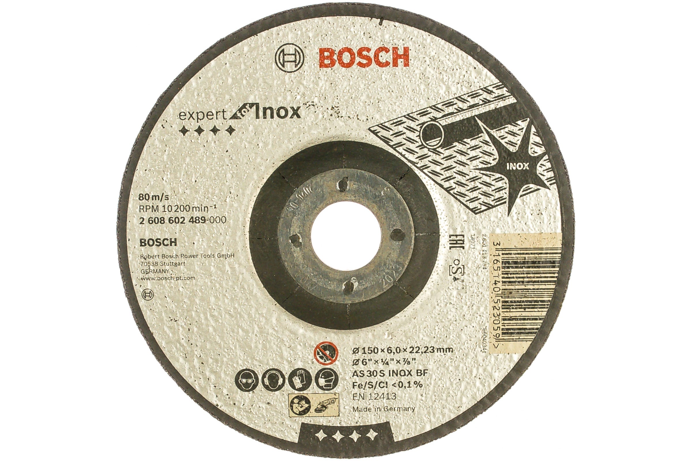 Диск шлифовальный по металлу Bosch 2.608.602.489, 150х22,2 мм диск шлифовальный sandwox