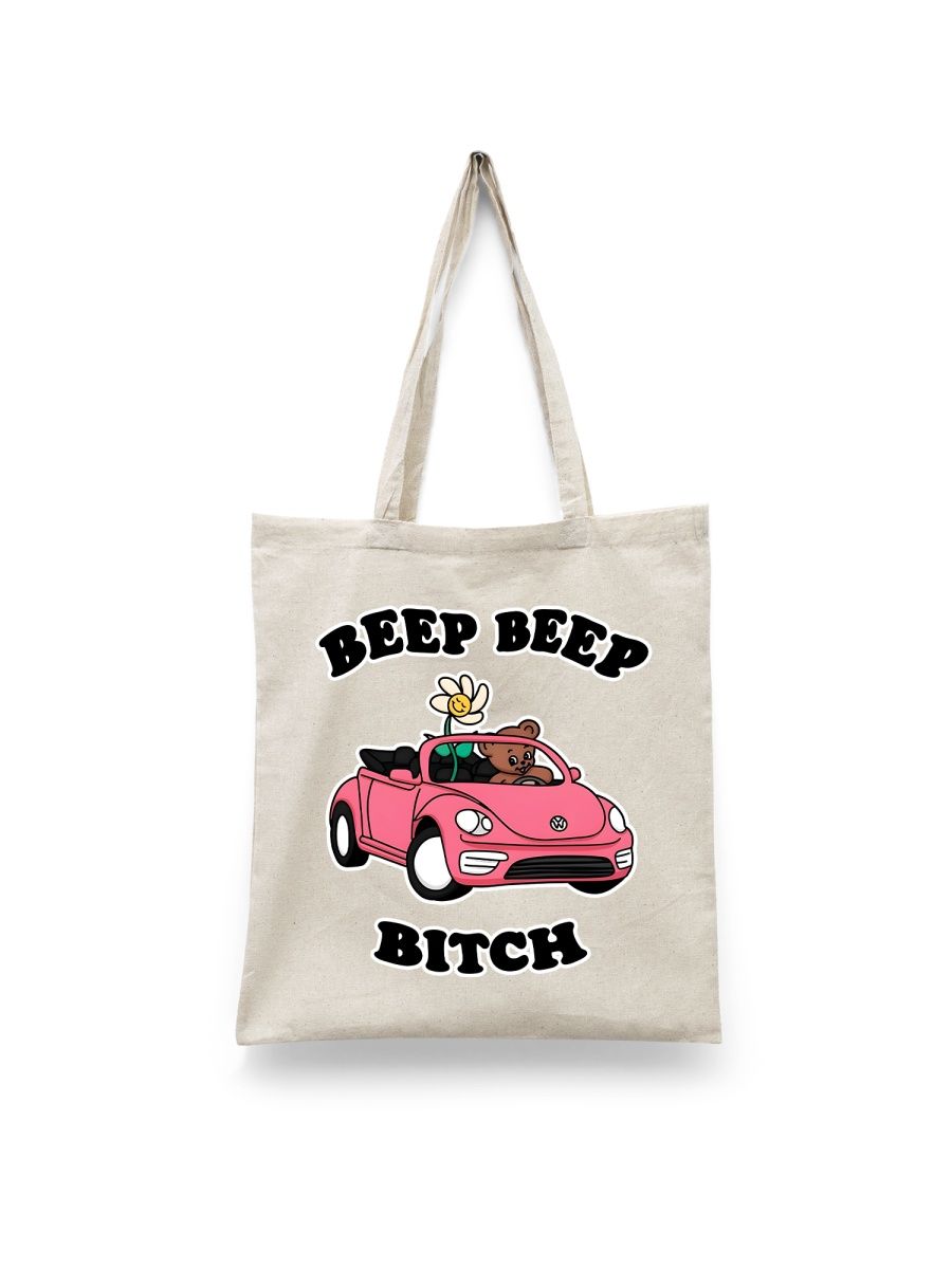 

Шоппер унисекс Каждому Своё Beep beep/Pink FRBCH8, белый, Beep beep/Pink FRBCH8