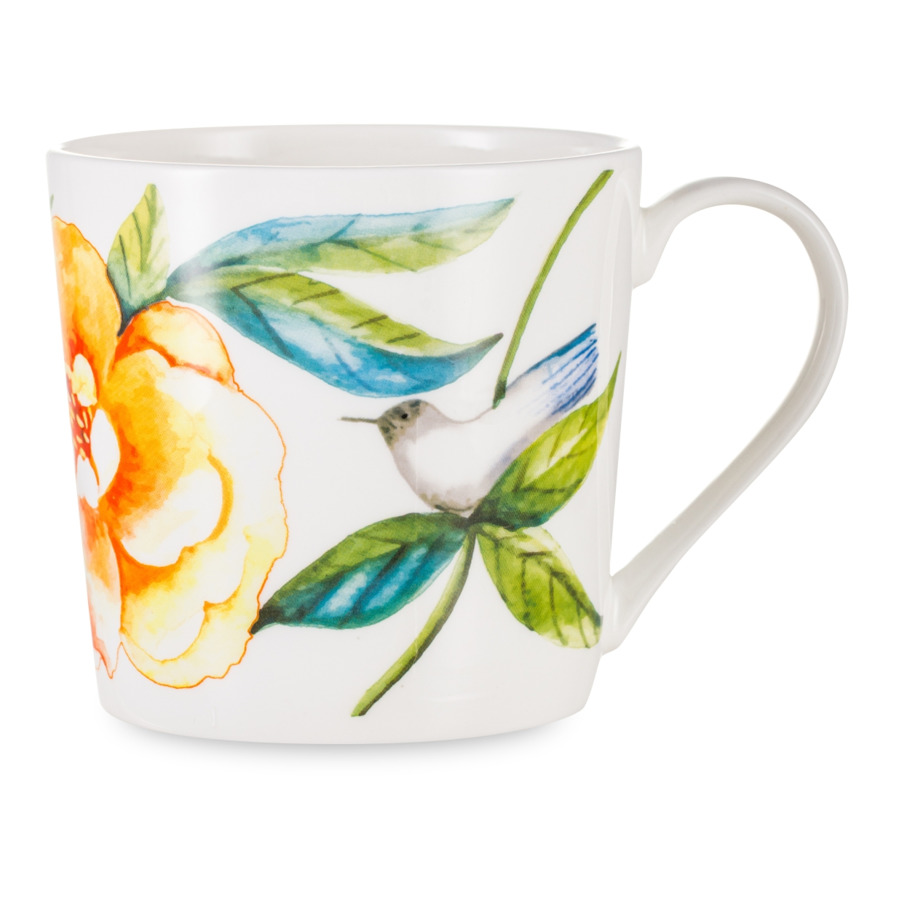 

Кружка Just Mugs Dorset Дикие розы Шиповник желтый 400 мл, фарфор костяной