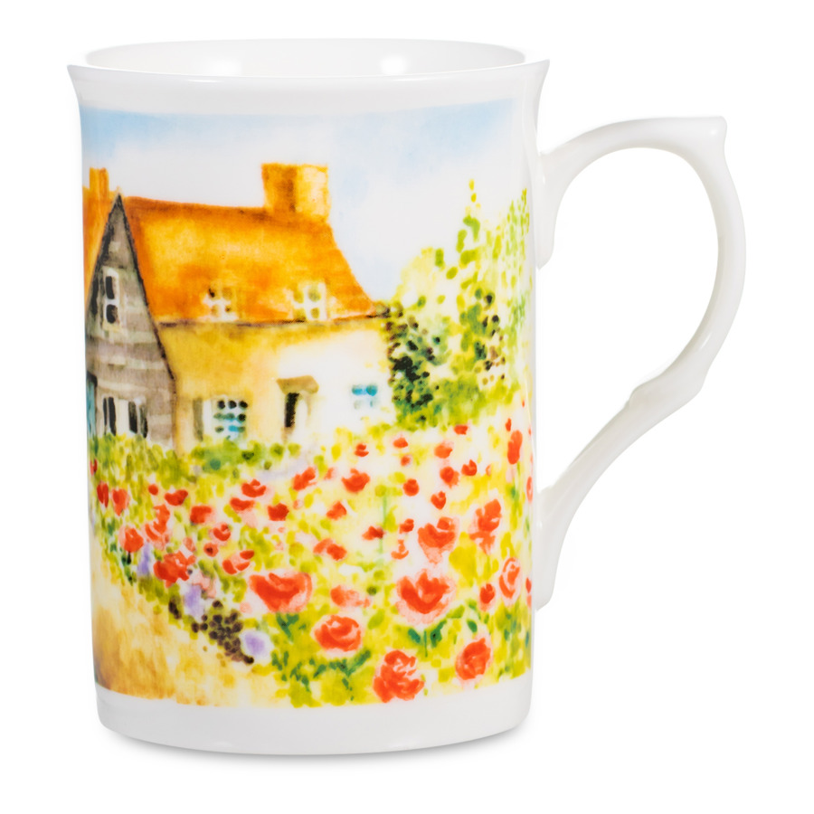 

Кружка Just Mugs Buxton Загородные дома Дом с цветами 325 мл, фарфор костяной