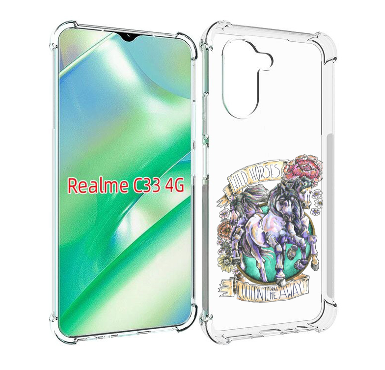 

Чехол MyPads рисунок коней в цветах для Realme C33 4G, Прозрачный, Tocco