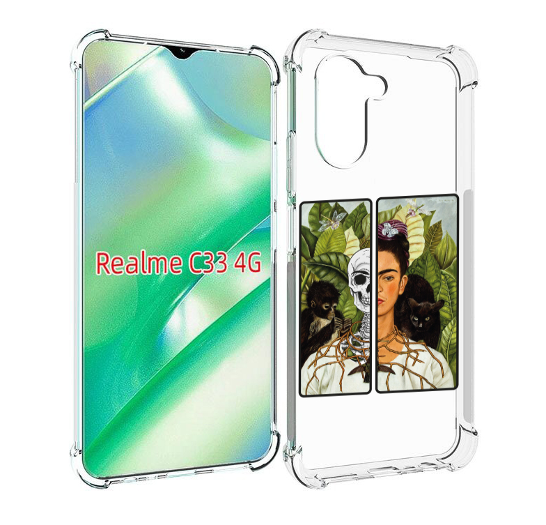 

Чехол MyPads сдвоенная картинка девушка скелет для Realme C33 4G, Прозрачный, Tocco