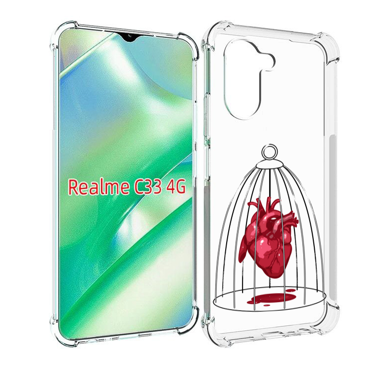 

Чехол MyPads сердце в клетке для Realme C33 4G, Прозрачный, Tocco
