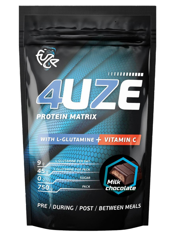 Протеин 4uze Protein + Glutamine, 750 г, молочный шоколад