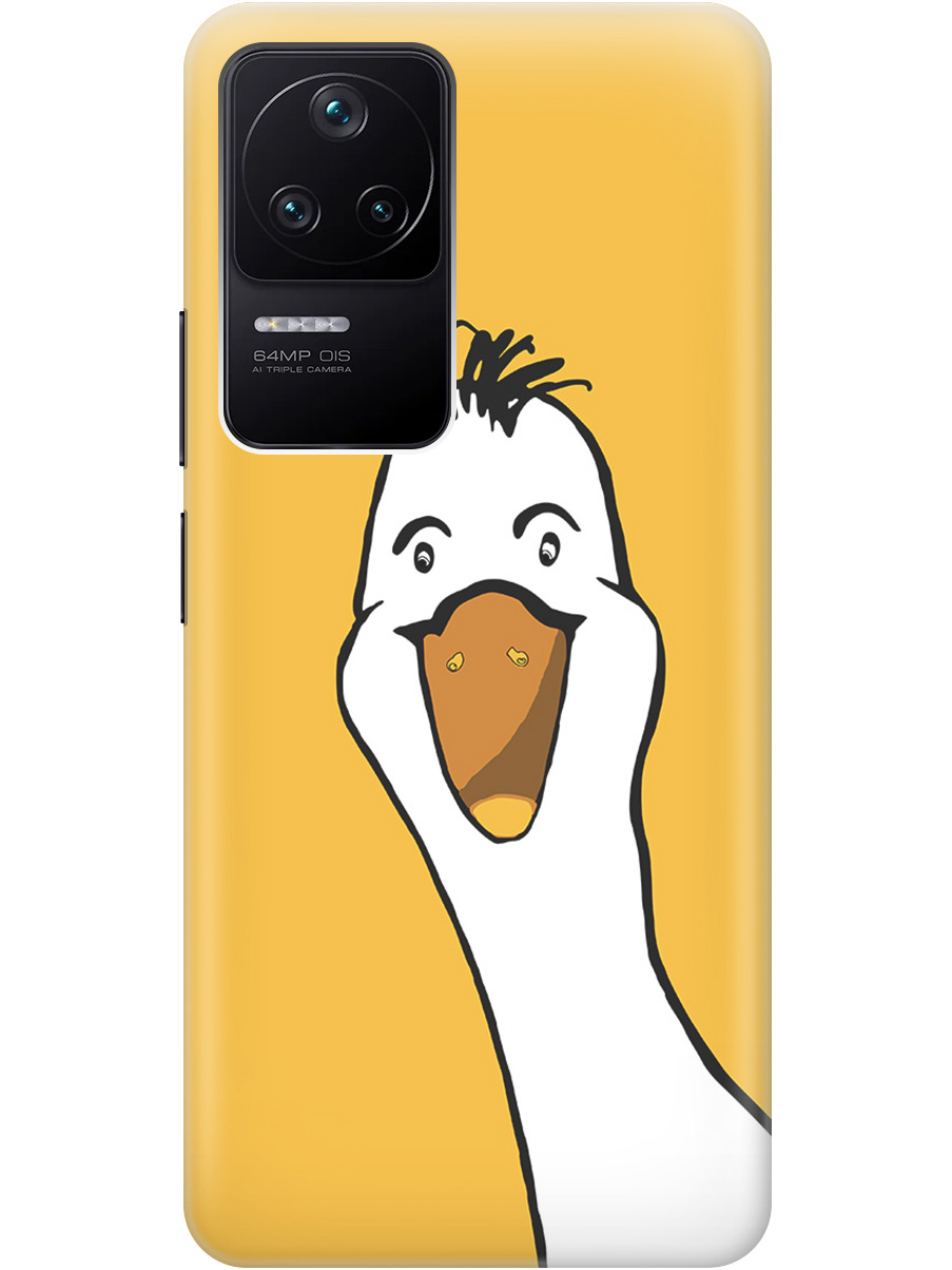 

Силиконовый чехол на Xiaomi Poco F4 с рисунком "Забавный гусь", Белый;желтый, 20000488