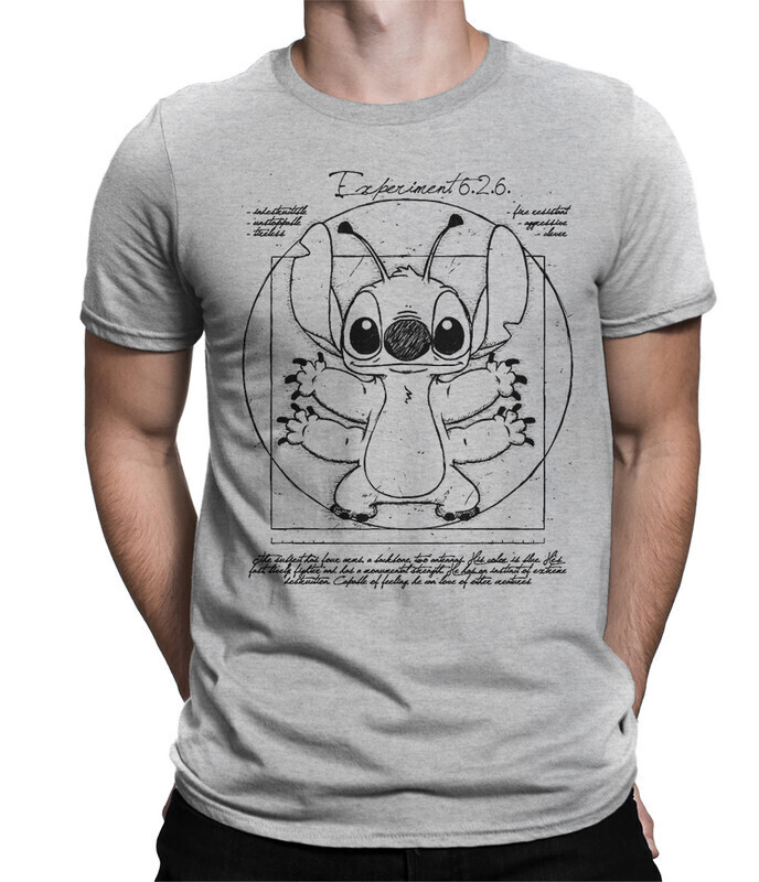 

Футболка мужская Dream Shirts Витрувианский Стич 1000524222 серая 3XL, Витрувианский Стич 1000524222