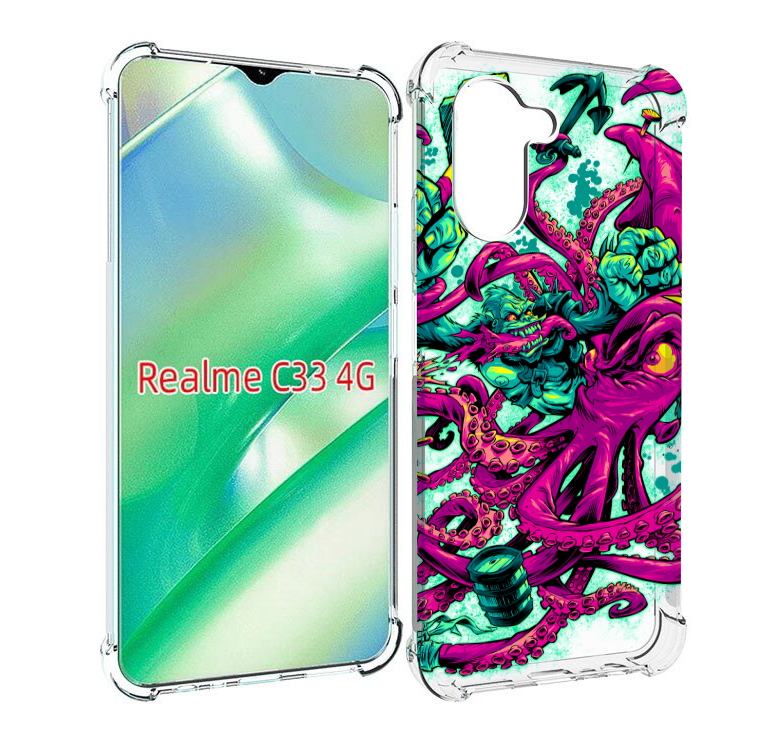 

Чехол MyPads фиолетовый кракен для Realme C33 4G, Прозрачный, Tocco