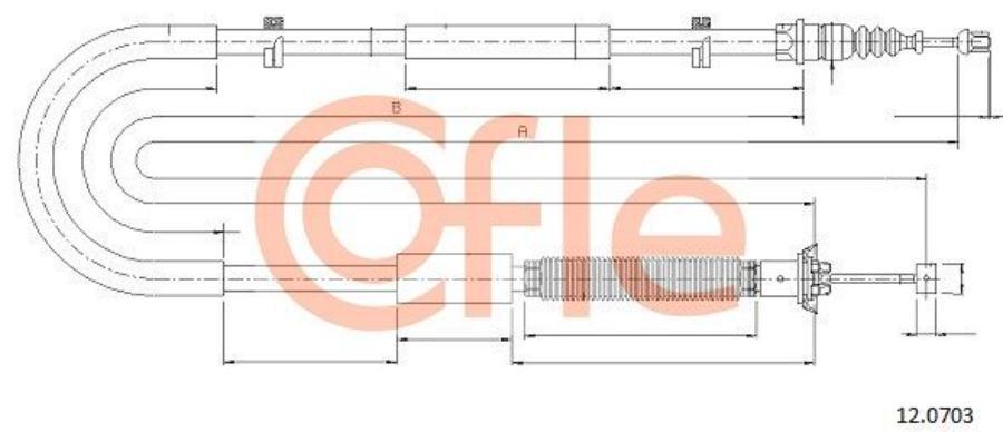 

COFLE 92.12.0703 Трос стояночного тормоза лев задн FIAT STILO all 01- 1шт