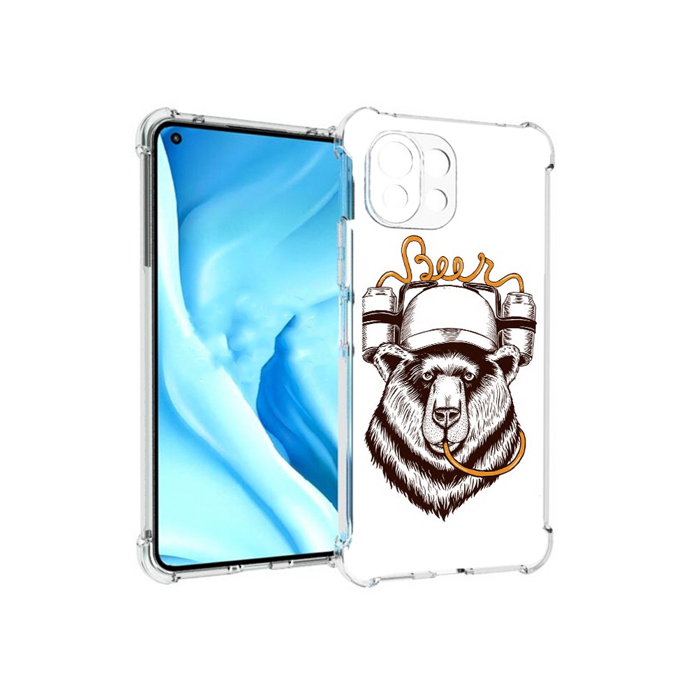 

Чехол MyPads Tocco для Xiaomi Mi 11 Lite пивной медведь (PT159462.256.538), Прозрачный, Tocco