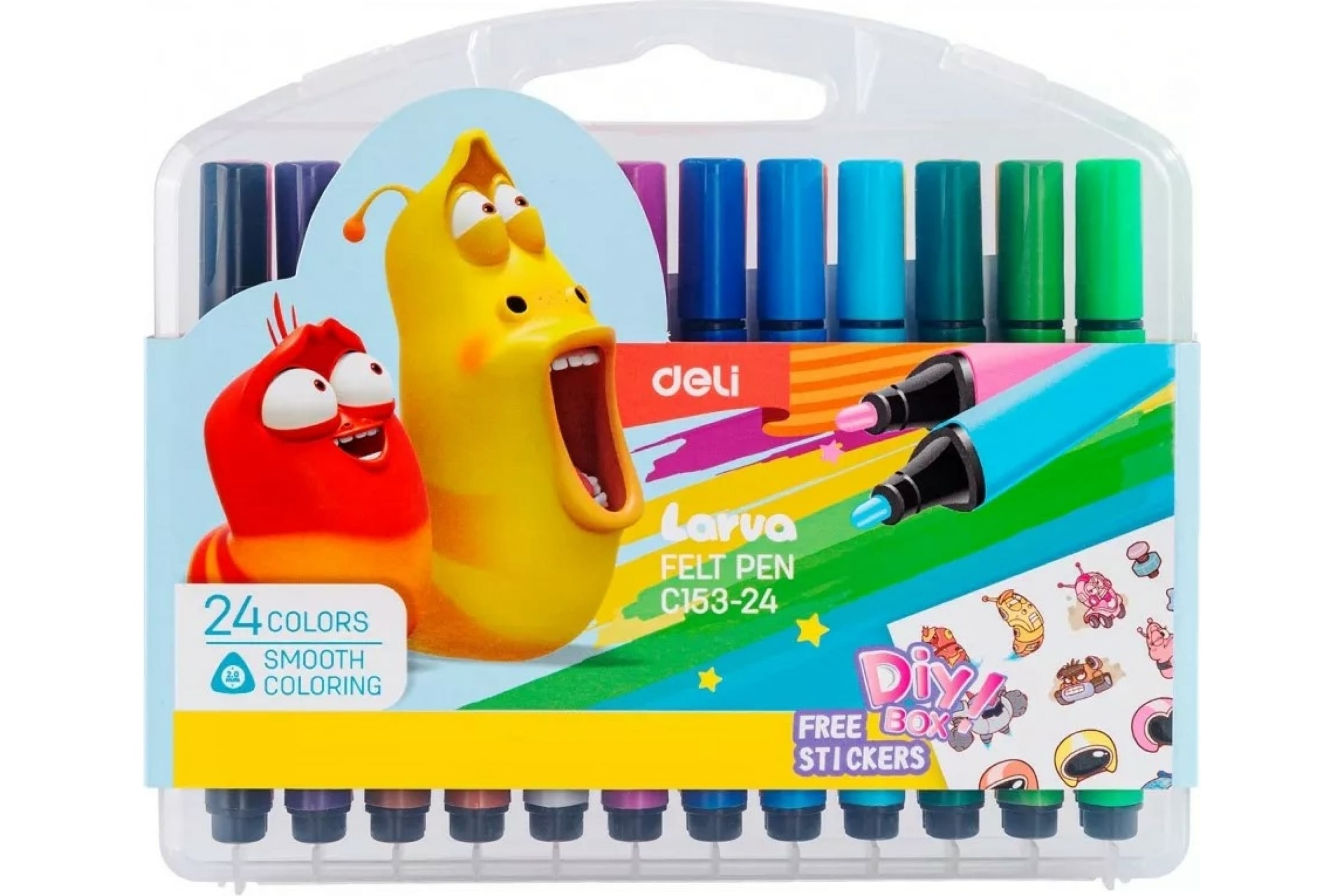 

Фломастеры Deli EC153-24 Larva Вентилируемый 24цв., Разноцветный